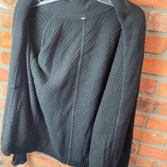 Lululemon Post Practice Cardigan Knit Sweater Pockets Snap Oversized Top Black S - Picture 6 of 15